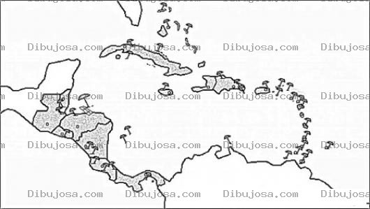 Dibujo para colorear Mapa De Centroamerica Y El Caribe Para Pintar Y Colorear
