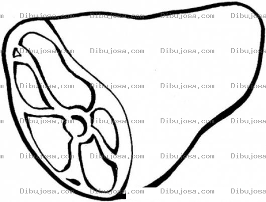 Dibujo para colorear Dibujo De Pedazo De Carne De Res Para Pintar Y Colorear Lomo De Vaca