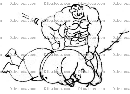 Dibujo para colorear Dibujo De Pelea Callejera De Hombre Musculoso Contra Un Gordo Para Pintar Y Colorear