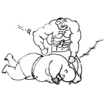 Dibujo para colorear Dibujo De Pelea Callejera De Hombre Musculoso Contra Un Gordo Para Pintar Y Colorear