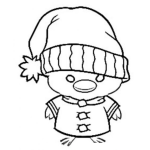Dibujo para colorear Pollito De Navidad Dibujo De Pollito Con Gorro De Santa Claus Para Pintar Y Colorear Pollo Navideno