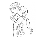 Dibujo para colorear Dibujo De Novios Besandose En La Boca Para Pintar Y Colorear