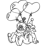 Dibujo para colorear Dibujo De Payasos Enamorados Para Pintar Y Colorear Payasito Y Payasita Con Globos De Corazon