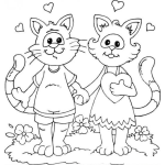 Dibujo para colorear Dibujo De Gatos Enamorados Para Pintar Y Colorear Gatito Y Gatita Tomados De La Mano