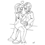 Dibujo para colorear Dibujo Del Dia Del Carino Para Pintar Y Colorear Una Pareja De Novios Enamorados Para El Dia De San Valentin