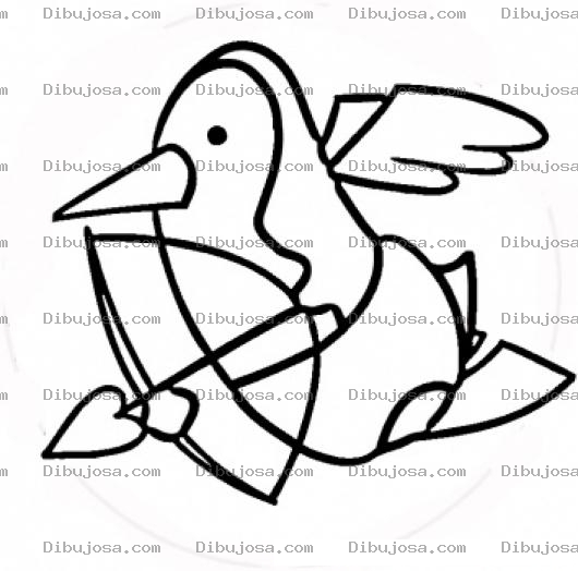 Dibujo para colorear Dibujo De Pinguino Cupido Para Pintar Y Colorear