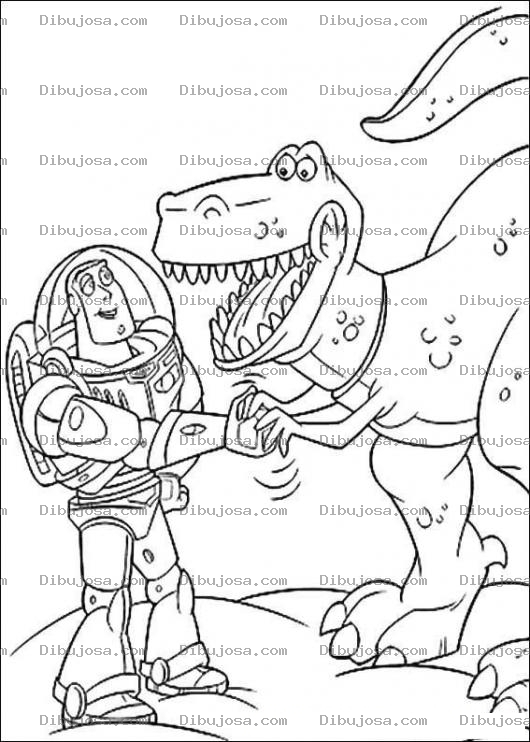 Dibujo para colorear Colorear a Boos Light year con el dinosaurio