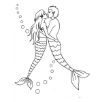 Dibujo para colorear Dibujo De Sirena Y Sireno Enamorados Para Pintar Y Colorear A La Sirenita Con Su Novio