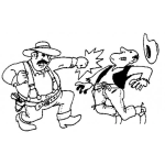 Dibujo para colorear Dibujo De Vaqueros Peleando Con Manadas Y Punos Para Pintar Y Colorear manda en la cara