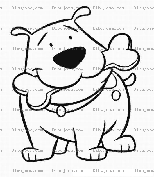 Dibujo para colorear Perrito mordiendo un hueso para Pintar Y Colorear