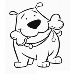Dibujo para colorear Perrito mordiendo un hueso para Pintar Y Colorear