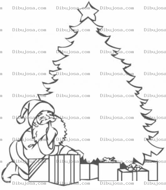 Dibujo para colorear Santa Regalos Arbolito Dibujo De Santa Claus Poniendo Regalos Abajo Del Arbol De Navidad Para Pintar Y Colorear