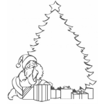 Dibujo para colorear Santa Regalos Arbolito Dibujo De Santa Claus Poniendo Regalos Abajo Del Arbol De Navidad Para Pintar Y Colorear