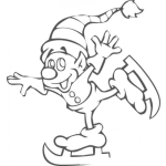 Dibujo para colorear Duende De Santa Patinando En Navidad Para Pintar Y Colorear Elfo Con Patines