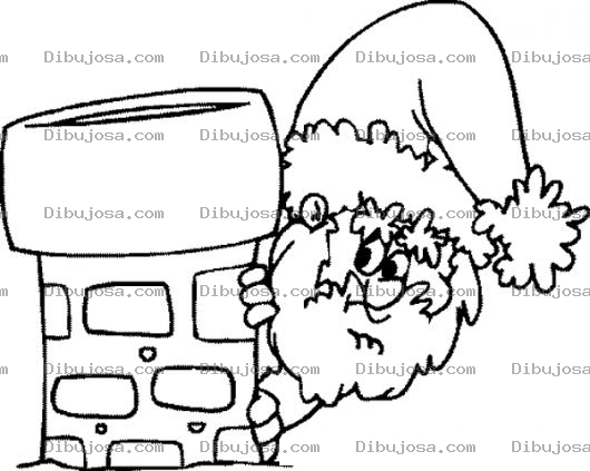 Dibujo para colorear Dibujo De Santa Escondido Atras De La Chimenea En Navidad Para Pintar Y Colorear Dibujos Navidenos