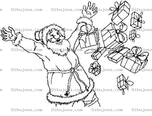 Dibujo para colorear Dibujo De Santaclaus Tirando Muchos Regalos De Navidad Para Pintar Y Colorear A Santacalus