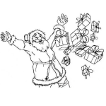 Dibujo para colorear Dibujo De Santaclaus Tirando Muchos Regalos De Navidad Para Pintar Y Colorear A Santacalus