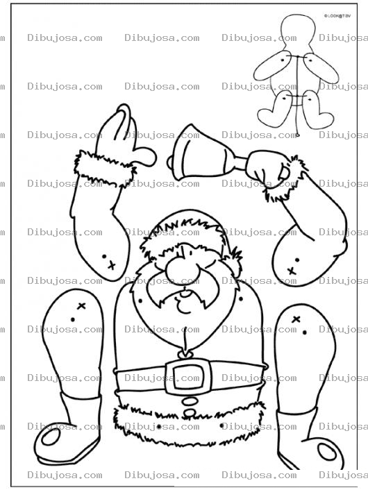Dibujo para colorear Dibujo Armable Y Recortable De Santaclaus Para Imprimir Pintar Y Colorear Marioneta De Papa Noel Viejito Pascuero En Navidad