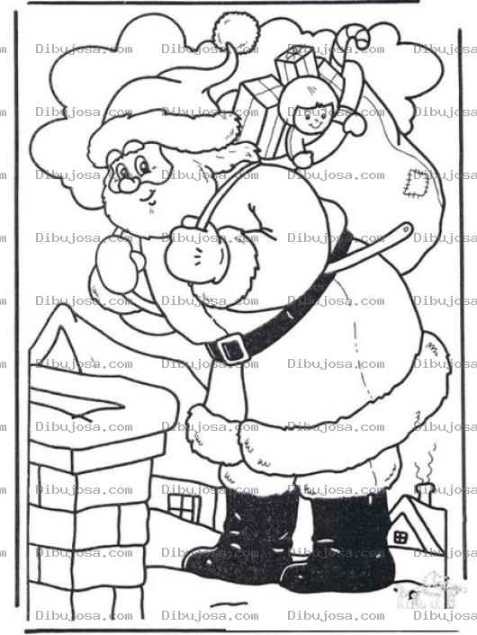 Dibujo para colorear Dibujo De Santa Claus Parado Frente A La Chimenea Para Pintar Y Colorear Al Viejitopascuero