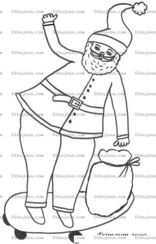 Dibujo para colorear Dibujo De Santaclaus En Patineta Para Pintar Y Colorear A Santaclos Patinando