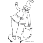 Dibujo para colorear Dibujo De Santaclaus En Patineta Para Pintar Y Colorear A Santaclos Patinando