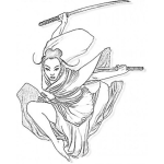 Dibujo para colorear Dibujo De Mujer Samurai Para Pintar Y Colorear