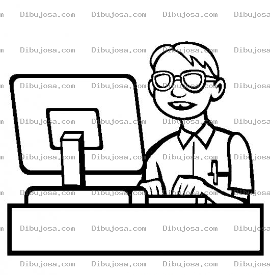 Dibujo para colorear Dibujo De Muchacho En Computadora Para Pintar Y Colorear Empleado Programador Digitador De Datos En Call Center