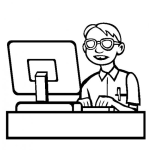 Dibujo para colorear Dibujo De Muchacho En Computadora Para Pintar Y Colorear Empleado Programador Digitador De Datos En Call Center