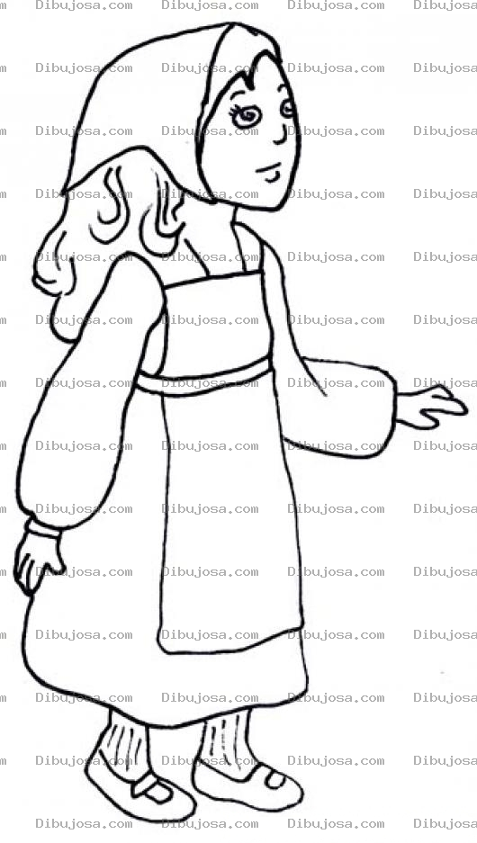 Dibujo para colorear Dibujo De Campesina Con Panuel En La Cabeza Y Delantal Para Pintar Y Colorear