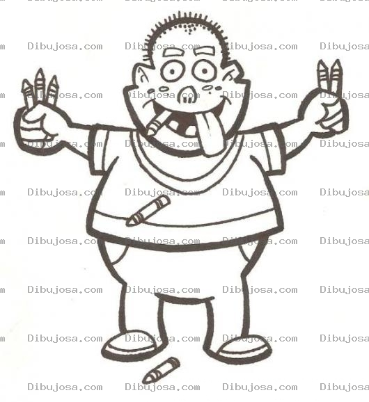Dibujo para colorear Dibujo De Nino Loco Con Crayones Para Pintar Y Colorear Ninoloco