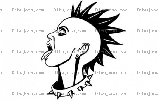Dibujo para colorear Cabeza De Mujer Punk Para Pintar Y Colorear