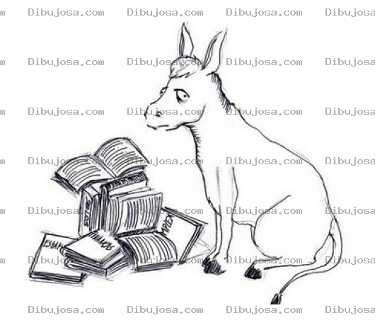 Dibujo para colorear Burro Con Libros Dibujo De Mula Leyendo Libros Para Pintar Y Colorear