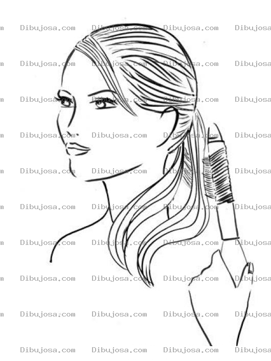 Dibujo para colorear Dibujo De Mujer Risandose El Pelo Para Pintar Y Colorear