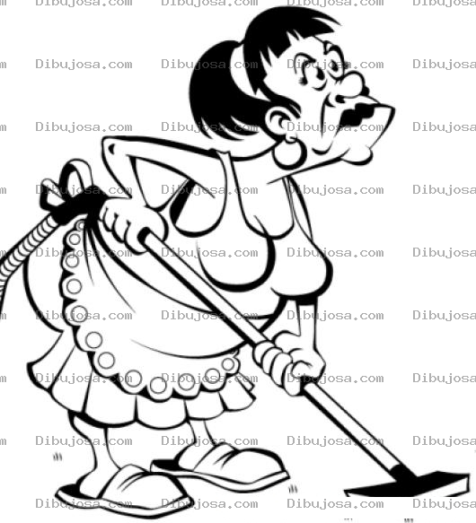 Dibujo para colorear Mujer Aspirandon Dibujo De Senora Haciendo Limpieza Para Pintar Y Colorear Sirvienta Con Aspiradora