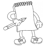 Dibujo para colorear Dibujo De Cuaderno De Notas Con Lapiz Para Pintar Y Colorear Block De Notas Con Manos Y Piernas