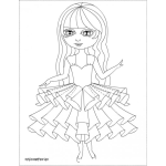 Dibujo para colorear Dibujo De Munequita Con Vestido De Vuelitos Y Paletones Para Pintar Y Colorear