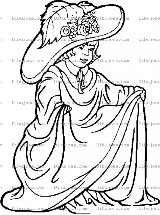 Dibujo para colorear Dibujo De Nina Con Vestido Y Zapatos De Mama Para Pintar Y Colorear
