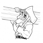 Dibujo para colorear Dibujo De Lenador Del Bosque Para Pintar Y Colorear Lenyador Con Un Tronco Sobre Su Hombro Derecho