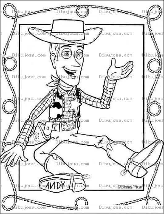 Dibujo para colorear Colorear cuadro de woody de toy story