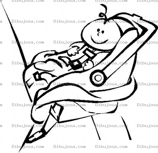 Dibujo para colorear Dibujo De Bebe En E Asiento Trasero De Un Carro En El Sillon De Seguridad Especial Para Bebes Para Pintar Y Colorear