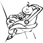 Dibujo para colorear Dibujo De Bebe En E Asiento Trasero De Un Carro En El Sillon De Seguridad Especial Para Bebes Para Pintar Y Colorear