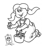 Dibujo para colorear Dibujo De Nina Cosechando y Recogiendo Fresas Para Pintar Y Colorear