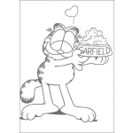 Dibujo para colorear Dibujo De Garfield Enamorado De Su Comida Para Pintar Y Colorear