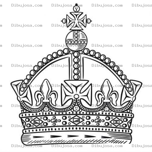 Dibujo para colorear Dibujo De Corona De Rey Con Perlas Y Diamantespara Pintar Y Colorear