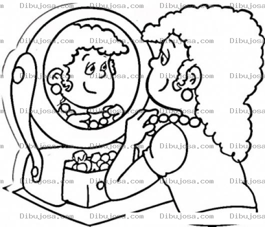 Dibujo para colorear Mujer En Espejo Dibujo De Chica Arreglandose Frente A Un Espejo Para Pintar Y Colorear
