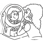 Dibujo para colorear Mujer En Espejo Dibujo De Chica Arreglandose Frente A Un Espejo Para Pintar Y Colorear