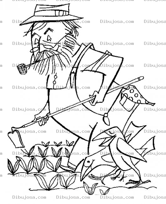 Dibujo para colorear Dibujo De Granjero Agricultor Con Azadon Para Pintar Y Colorear