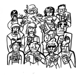 Dibujo para colorear Personas Leyendo Dibujo De Varias Personas Todas Leyendo Un Libro O Una Revista O Un Folleto Para Pintar Y Colorear