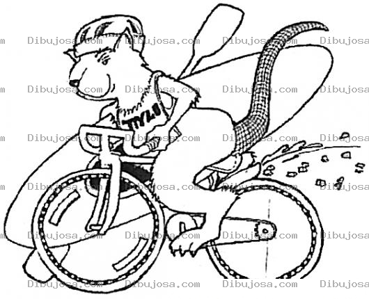 Dibujo para colorear Dibujo De Tacuacin En Bicicleta Con Kayak Y Remo Para Pintar Y Colorear A La Zarigueya Ciclista