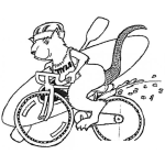Dibujo para colorear Dibujo De Tacuacin En Bicicleta Con Kayak Y Remo Para Pintar Y Colorear A La Zarigueya Ciclista